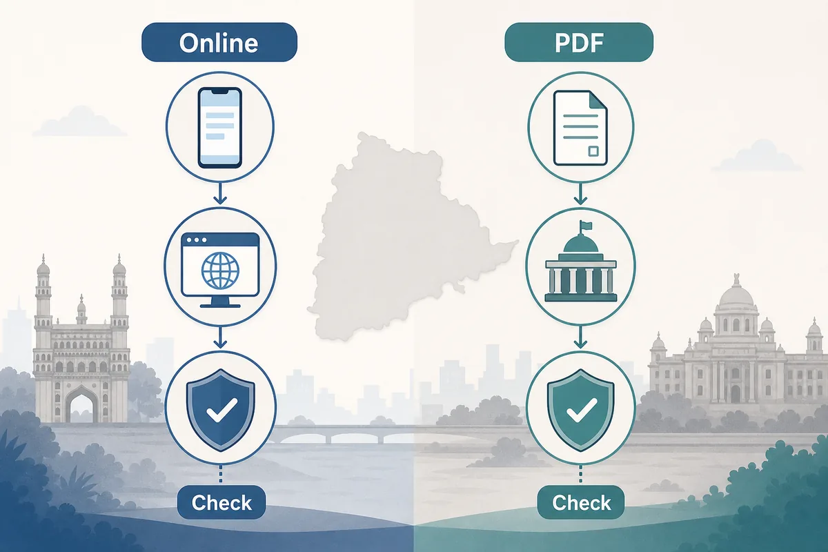 Confronto percorso online e PDF per SIR Telangana